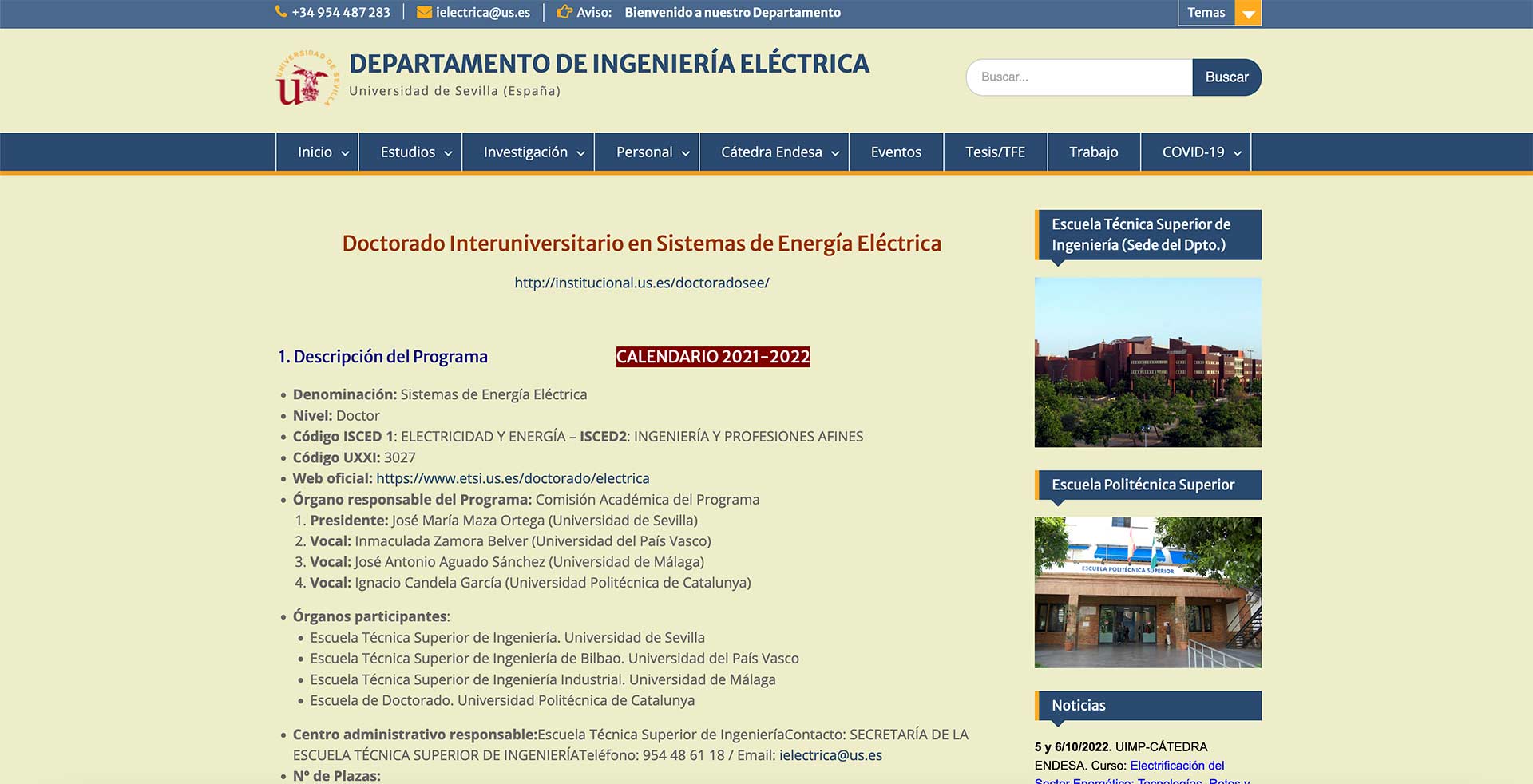 Web Doctorado Sistemas de Energía Eléctrica | ETSi