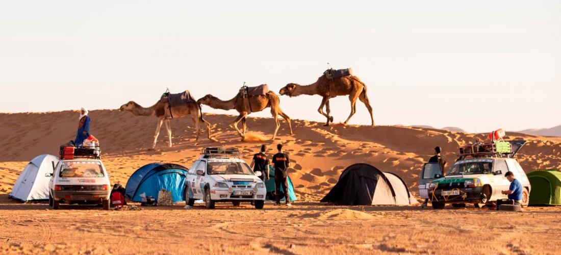Imagen de una de las paradas en UNiRAID en la que hay camellos coches antiguo | ETSi